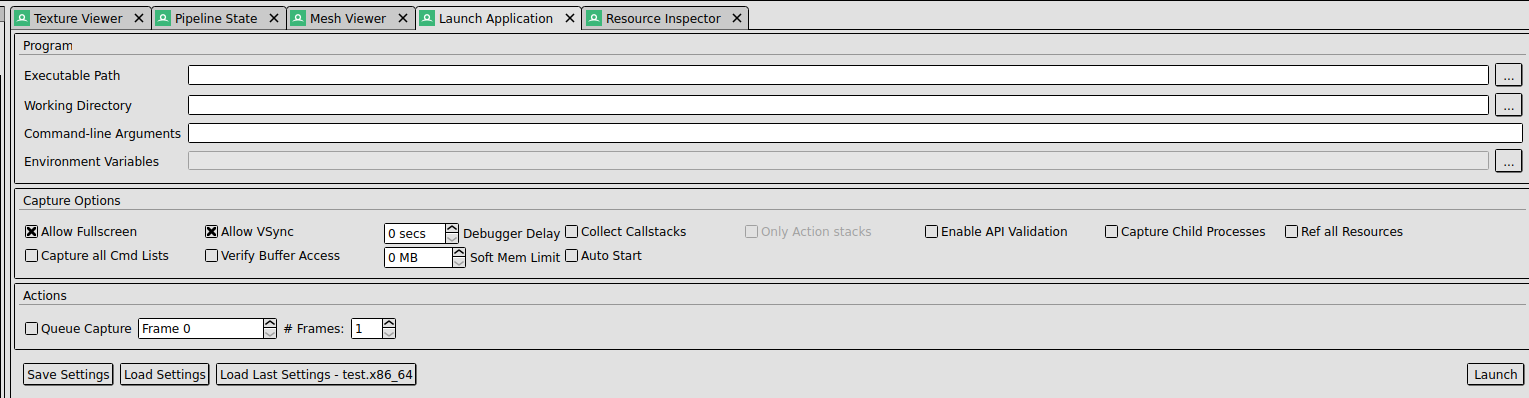 renderdoc launch app
